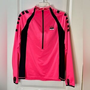 Victoria's Secret Half Zip Jacket Neon Pink Logo Training Gym Size L